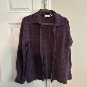 Deep purple boucle cardigan